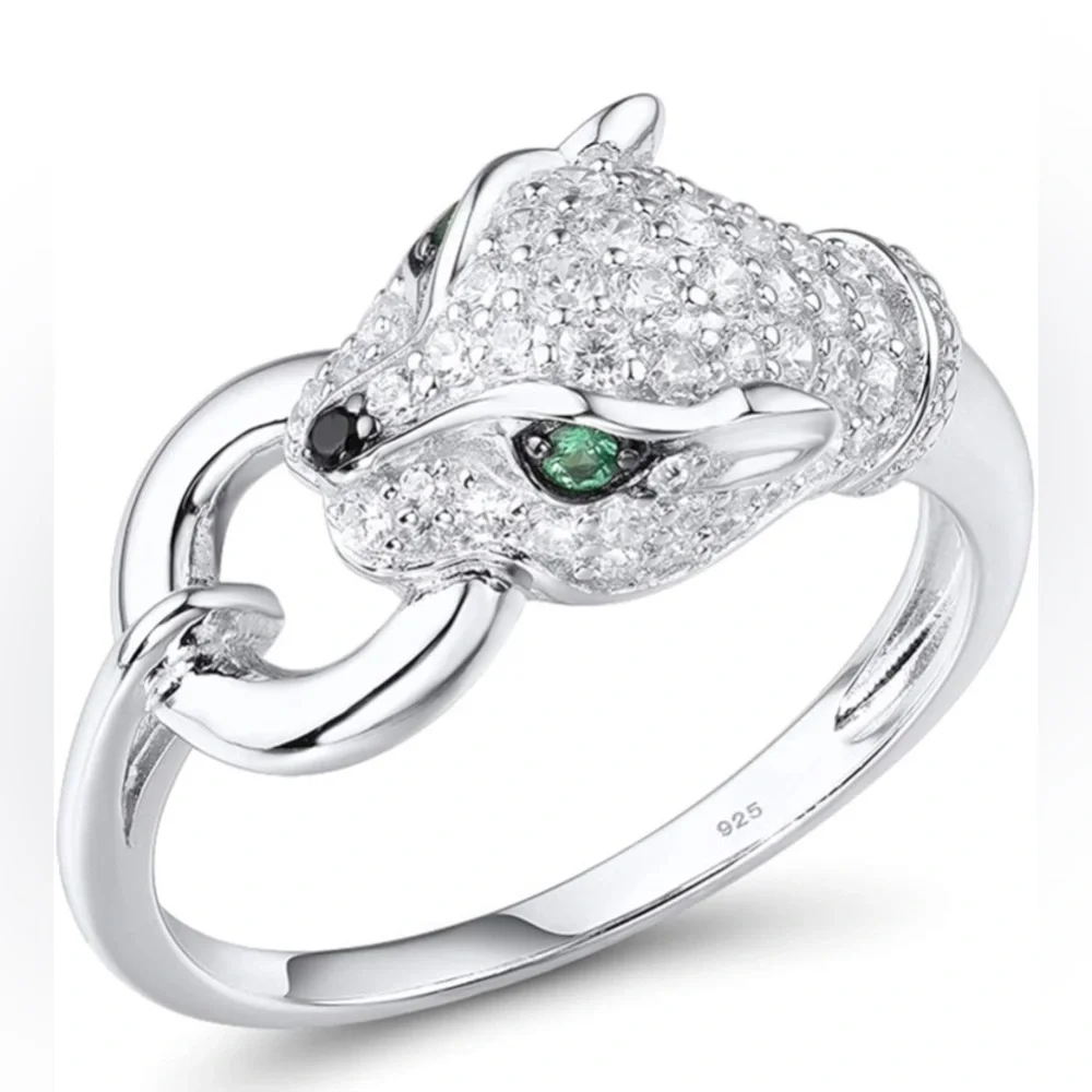 925 Sterling Silver Cubic Zirconia Panther Ring - Picture 6 of 9